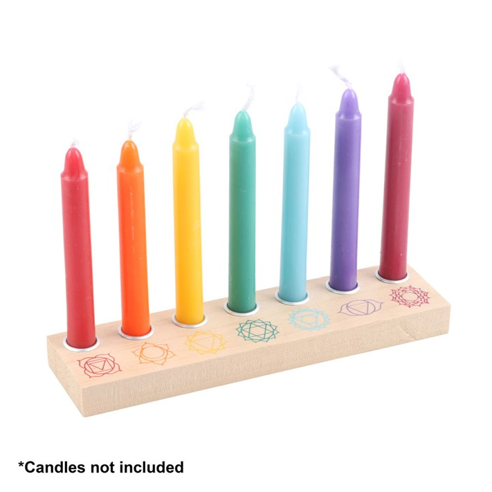 Seven Chakras Wooden Energy Candle Holder