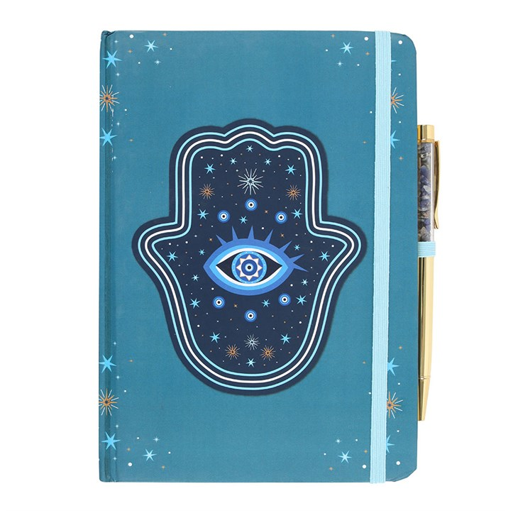 Hand of Hamsa Notebook with Crystal Chip Pen (A5)