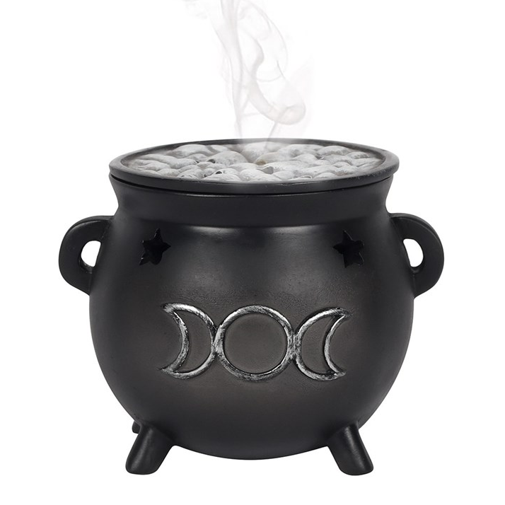 Triple Moon Cauldron Incense Cone Holder