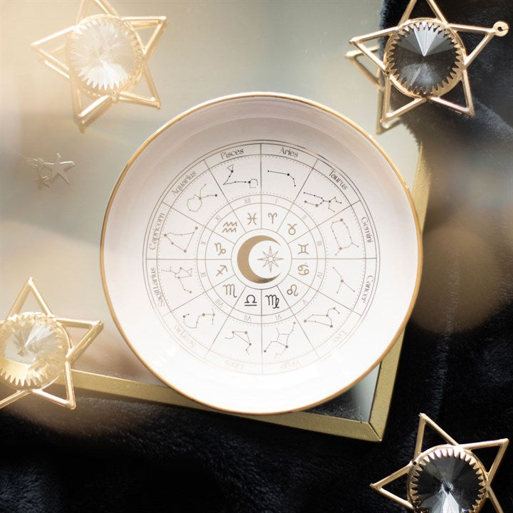 Astrology Wheel Trinket Dish - Off White
