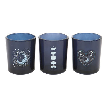 Blue Moon Votive Candle Holders (Set of 3)