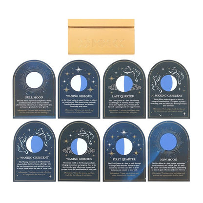 Moon Phase Affirmation Cards (With Wooden Stand)