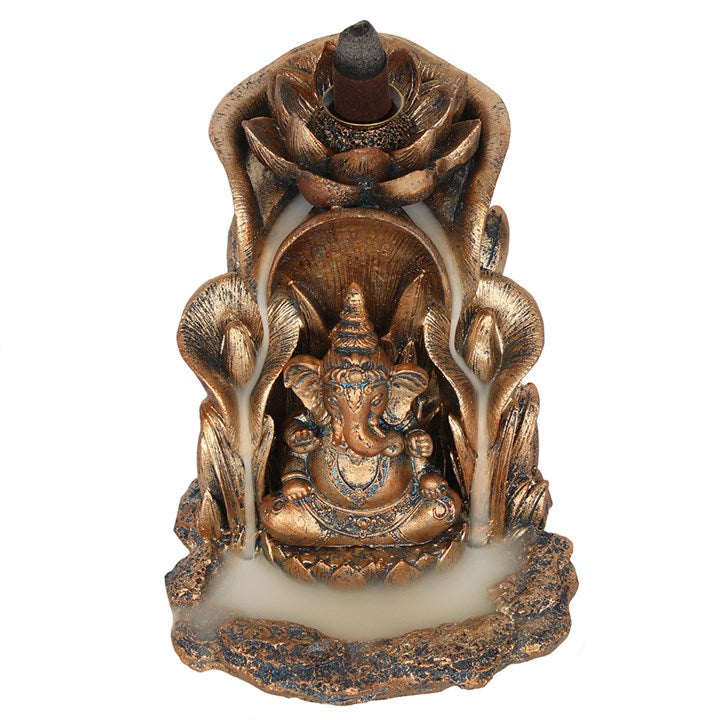 Bronze Ganesh Backflow Incense Cone Holder
