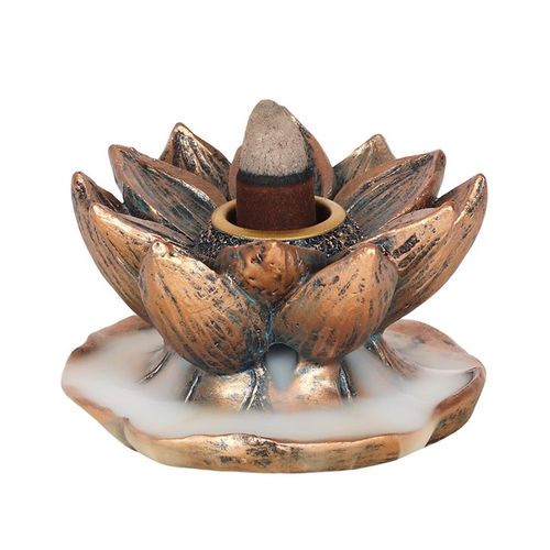 Bronze Lotus Backflow Incense Cone Holder