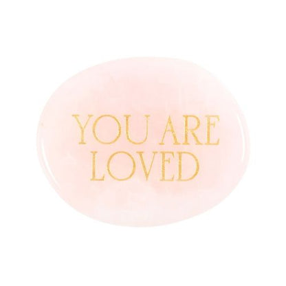 You Are Loved Rose Quartz Palm Stone Crystal