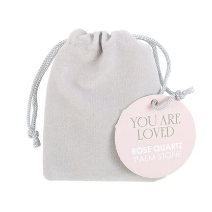 You Are Loved Rose Quartz Palm Stone Crystal