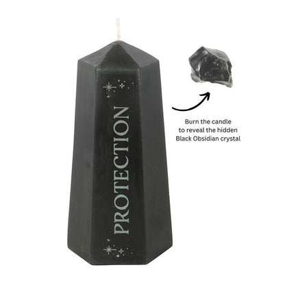 Protection Black Obsidian Crystal Candle