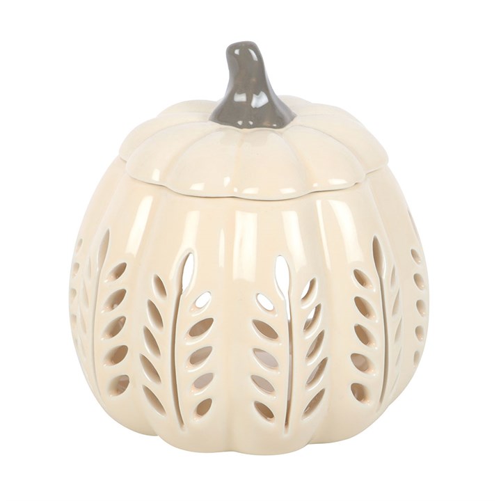 Cream Leaf Cut Out Pumpkin Oil Burner