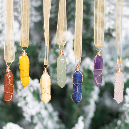 Hanging Crystal Tree Decorations - Set Of 7