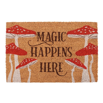 Magic Happens Here Toadstool Doormat - Natural