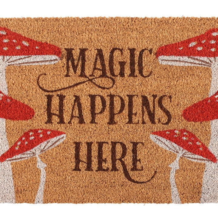 Magic Happens Here Toadstool Doormat - Natural