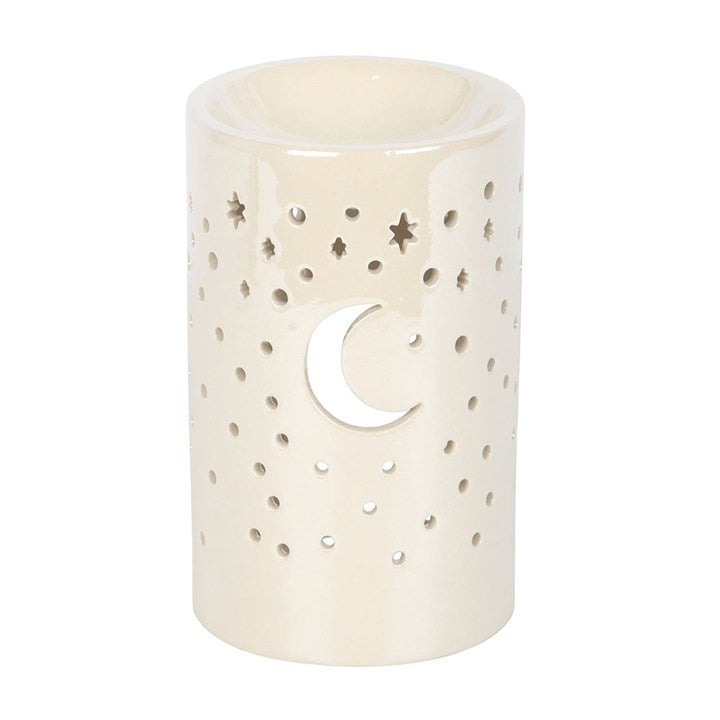 Iridescent Moon Pillar Oil Burner - White