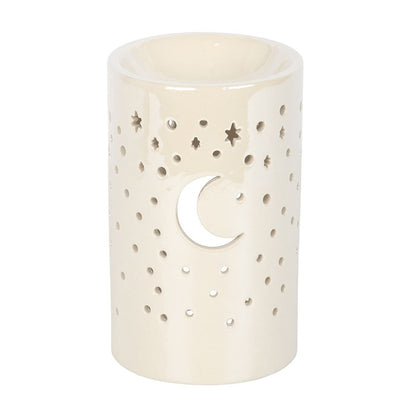 Iridescent Moon Pillar Oil Burner - White