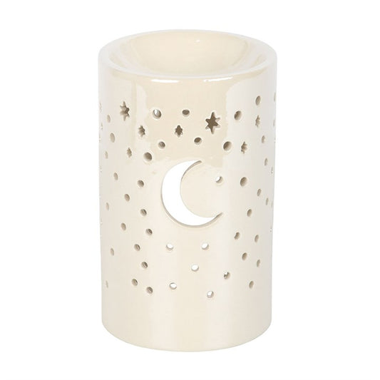 Iridescent Moon Pillar Oil Burner - White