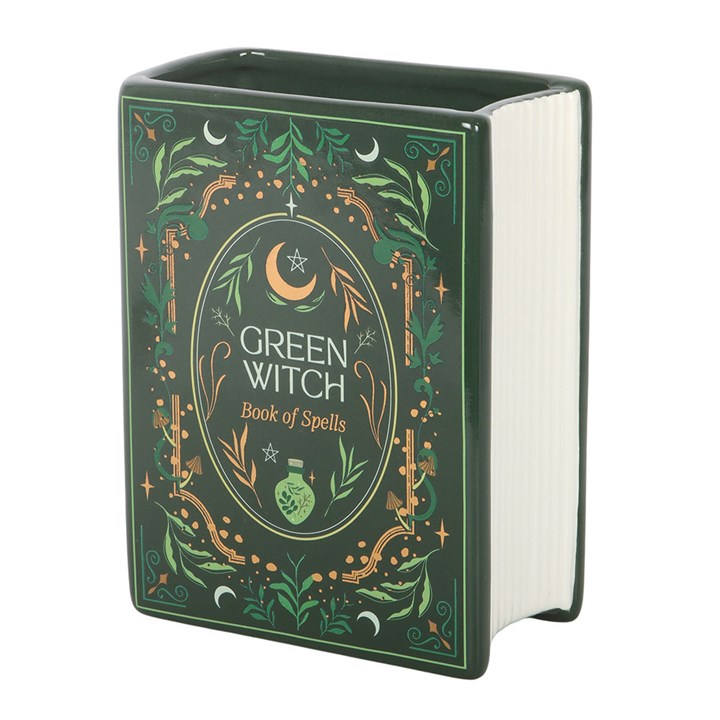 Green Witch Book Flower Vase