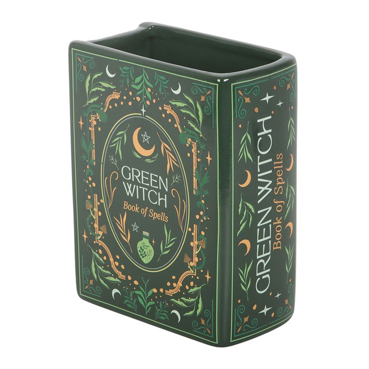 Green Witch Book Flower Vase
