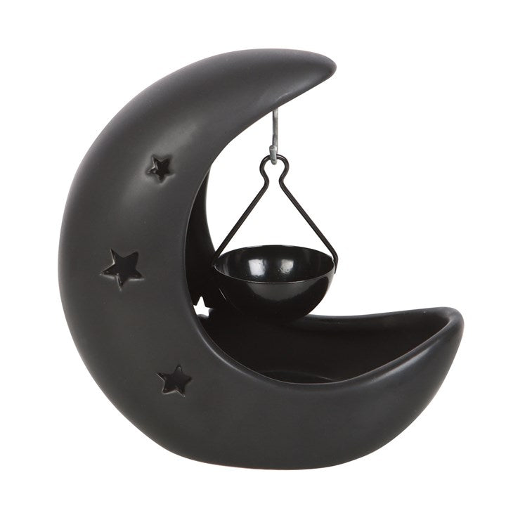 Crescent Moon Hanging Oil Burner - Black