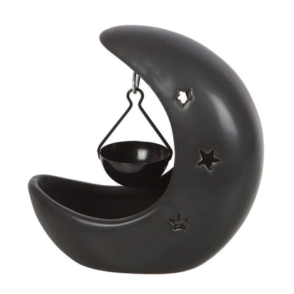 Crescent Moon Hanging Oil Burner - Black