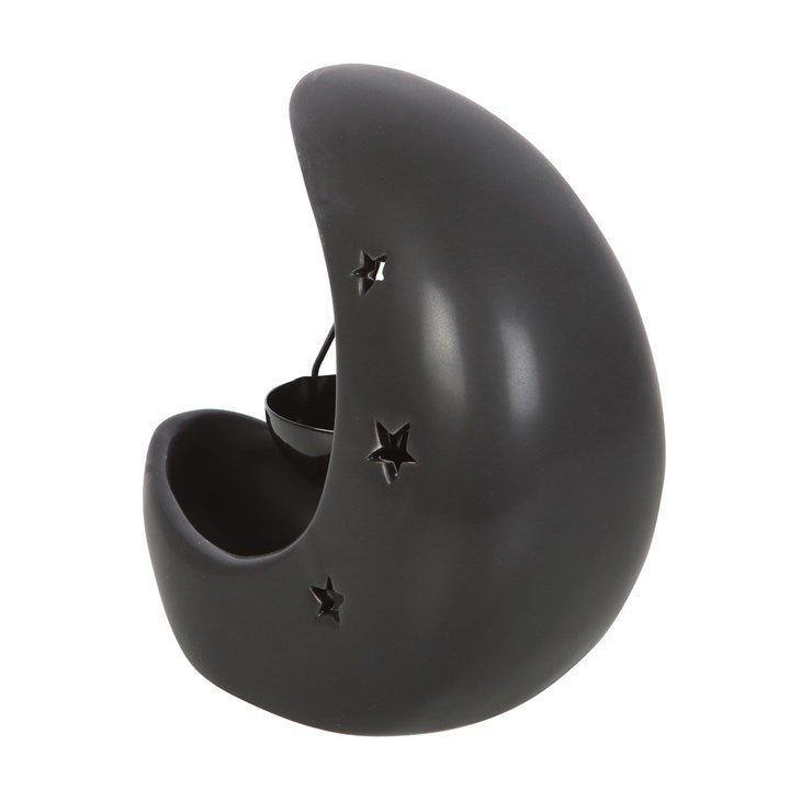 Crescent Moon Hanging Oil Burner - Black