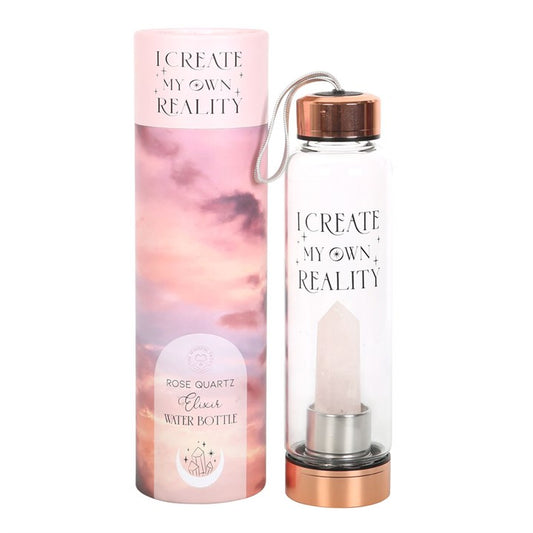 Rose Quartz Crystal Glass Water Bottle