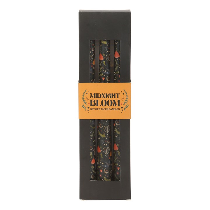 Black Midnight Print Taper Candles (Set of 3)