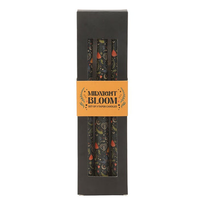 Black Midnight Print Taper Candles (Set of 3)