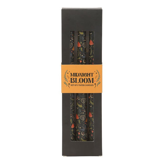 Black Midnight Print Taper Candles (Set of 3)