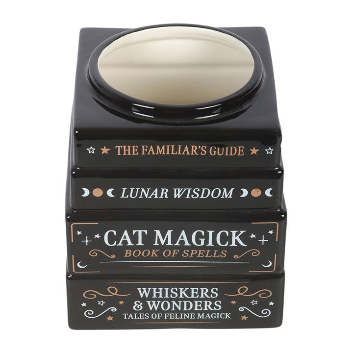 Black Cat Magick Stacked Books Flower Vase