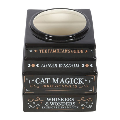 Black Cat Magick Stacked Books Flower Vase
