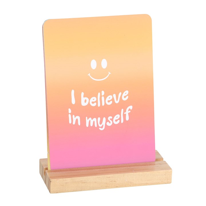Mindful Moments Affirmation Cards (With Wooden Stand)