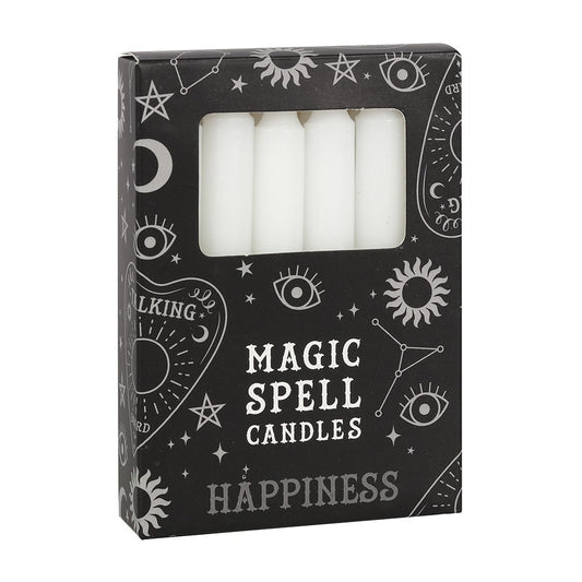 White Happiness Spell Candles (Set of 12)