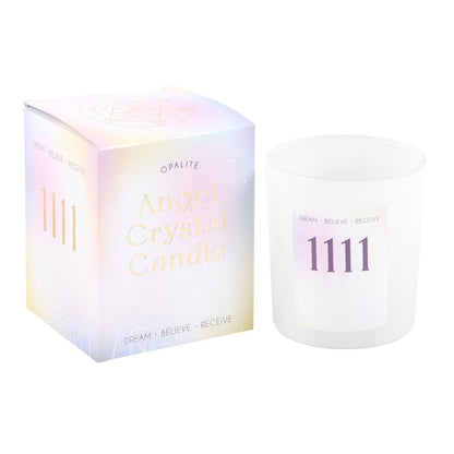 1111 Angel Number Crystal Candle