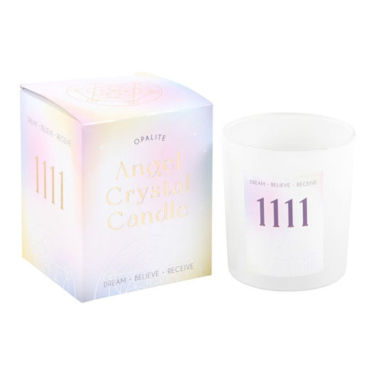 1111 Angel Number Crystal Candle