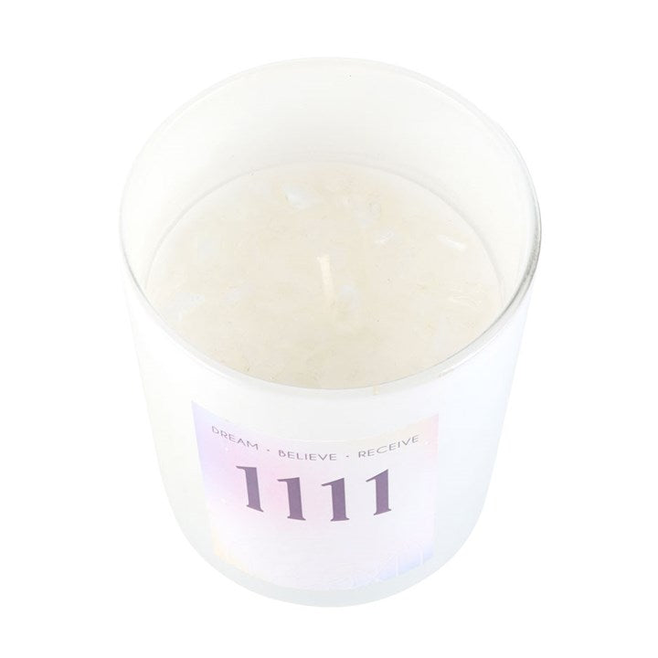 1111 Angel Number Crystal Candle