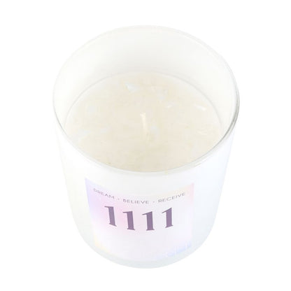 1111 Angel Number Crystal Candle