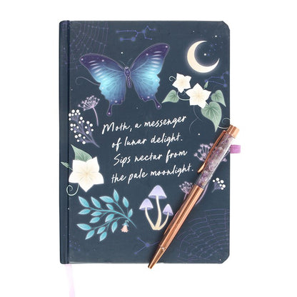 Enchanted Forest Midnight Moth Journal With Amethyst Pen