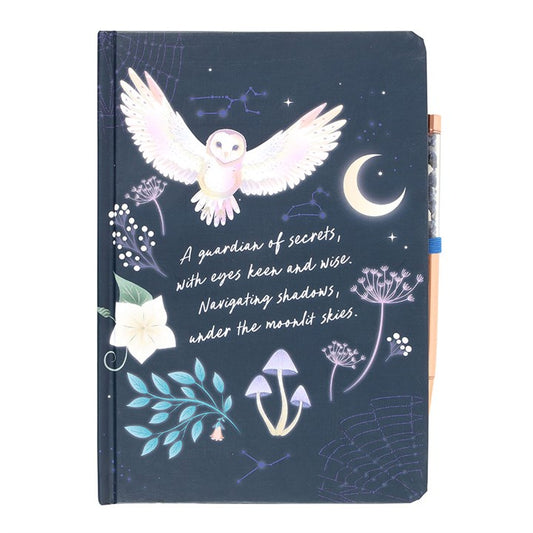 Enchanted Forest Night Owl Notebook With Sodalite Pen