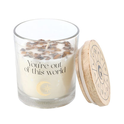 Vanilla Stardust Tiger's Eye Crystal Chip Candle