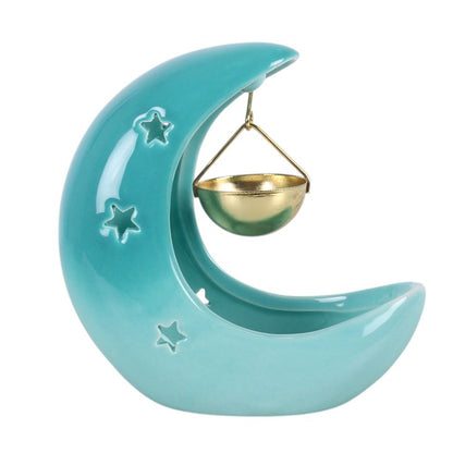 Crescent Moon Hanging Oil Burner - Pastel Blue