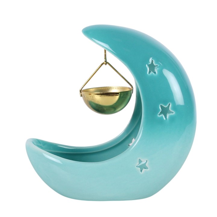 Crescent Moon Hanging Oil Burner - Pastel Blue