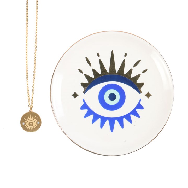 All Seeing Eye Necklace & Trinket Dish Set
