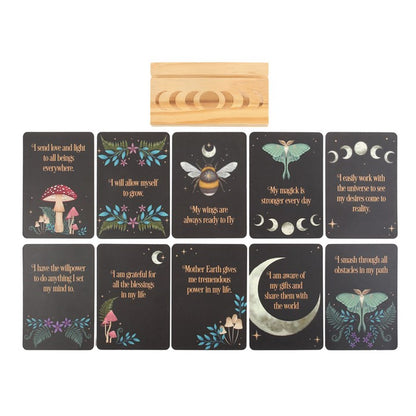 Dark Forest Affirmation Cards (With Wooden Stand)