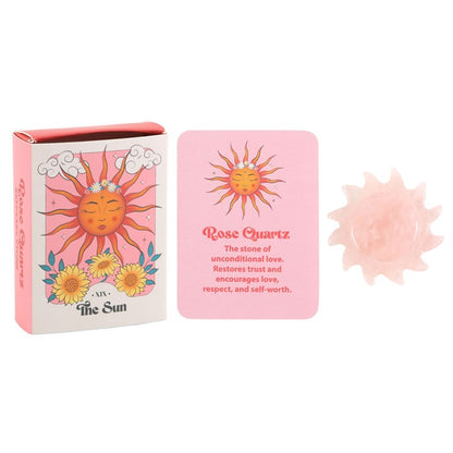 Rose Quartz Crystal Sun Keepsake Stone (In A Box)
