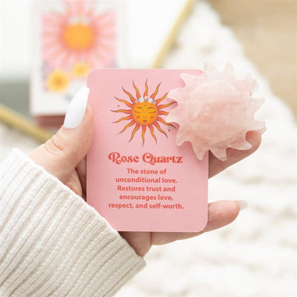 Rose Quartz Crystal Sun Keepsake Stone (In A Box)
