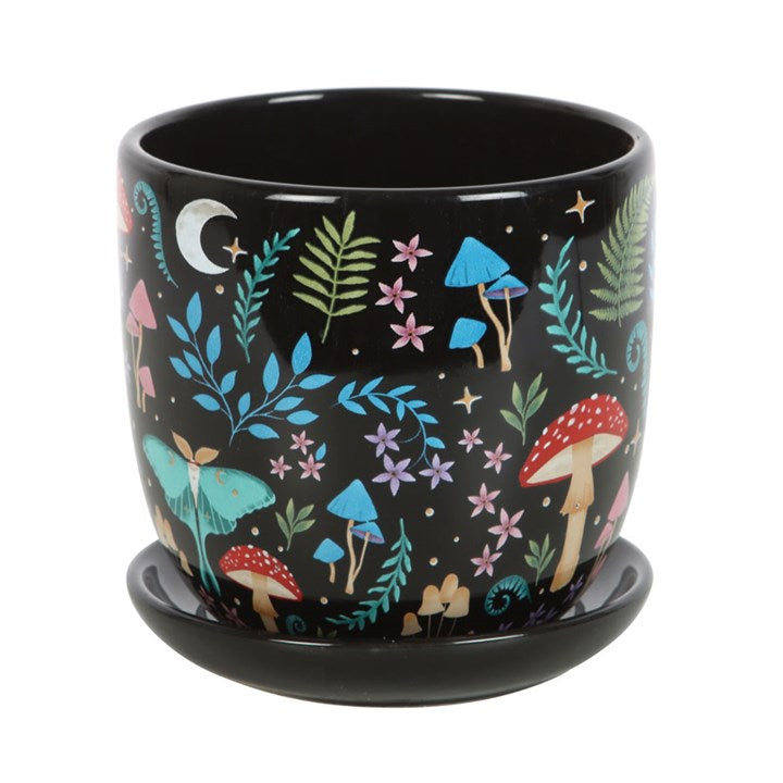 Dark Forest Plant Pot with Saucer