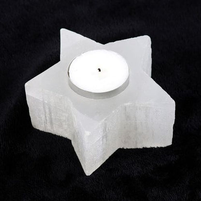 Selenite Star Tealight Candle Holder