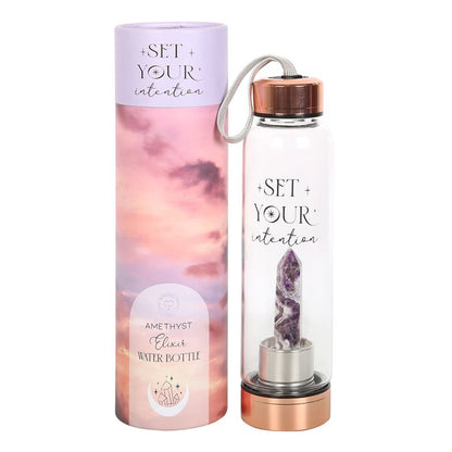 Amethyst Crystal Glass Water Bottle