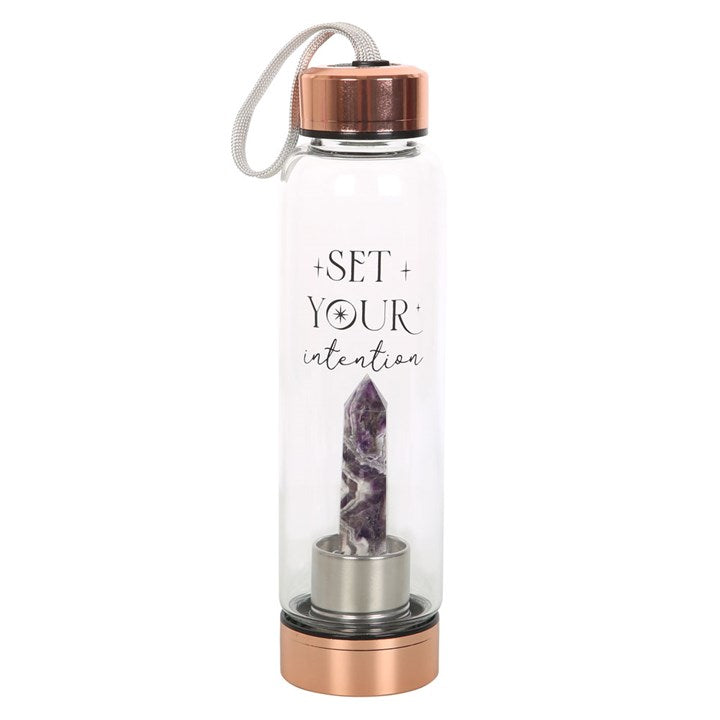 Amethyst Crystal Glass Water Bottle