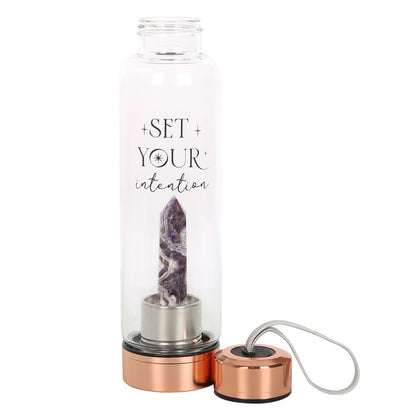 Amethyst Crystal Glass Water Bottle