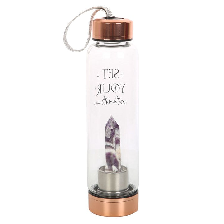 Amethyst Crystal Glass Water Bottle